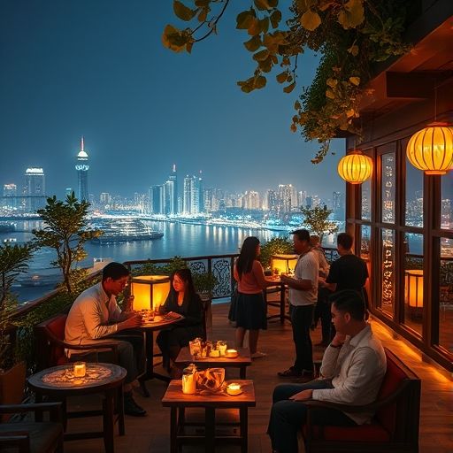 喝茶工作室露台夜景