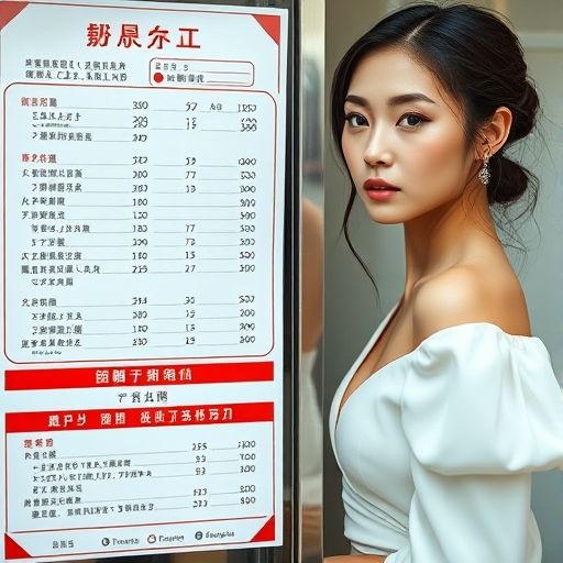 一张清晰展示服务项目和价格的价目表特写