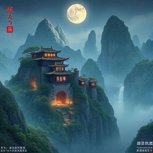 茶室内的木质桌椅，摆放精致茶具，充满复古氛围