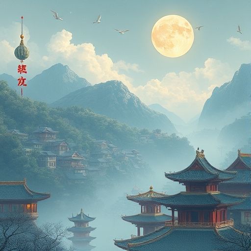 茶室墙上的水墨画与竹林窗景