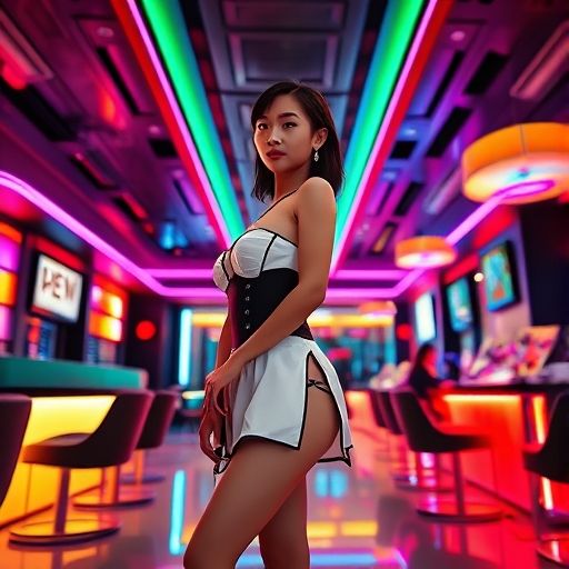 一个装修现代豪华的KTV包房,灯光炫彩,空间宽敞