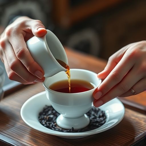 茶艺师冲泡茶叶特写