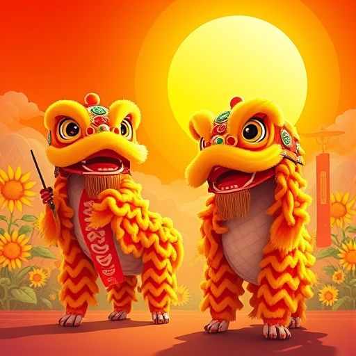 佛山醒狮与葵花元素插图