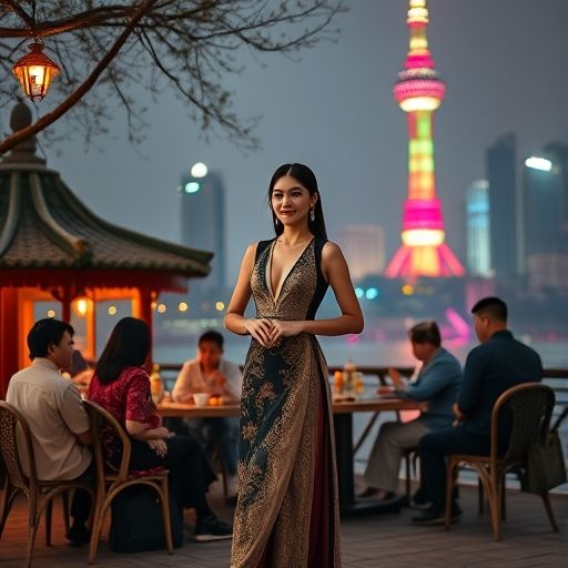 老师们在珠江边品茶