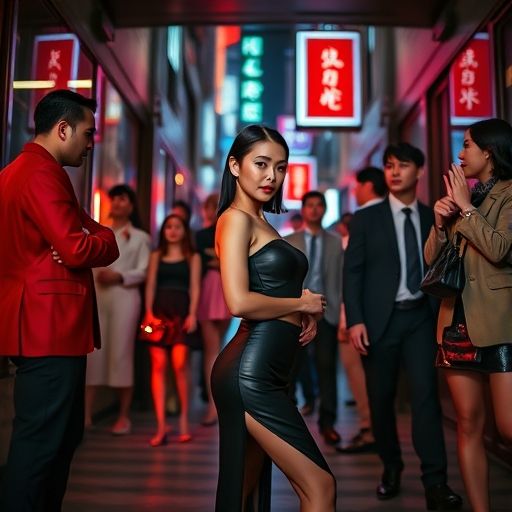 夜场入口的时尚一族