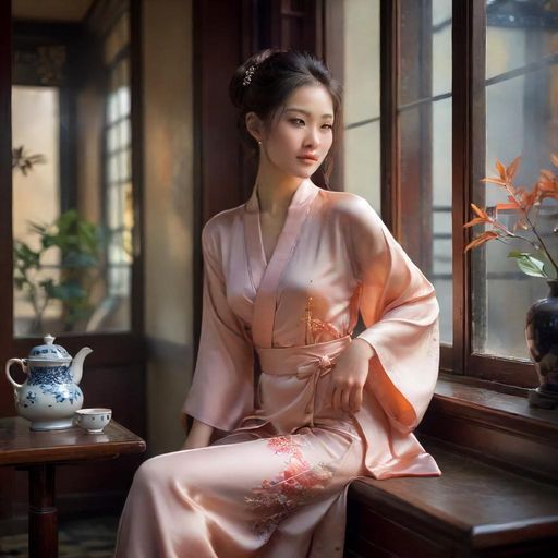 茶室窗边的优雅座位