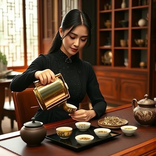 茶艺师冲泡嫩茶场景