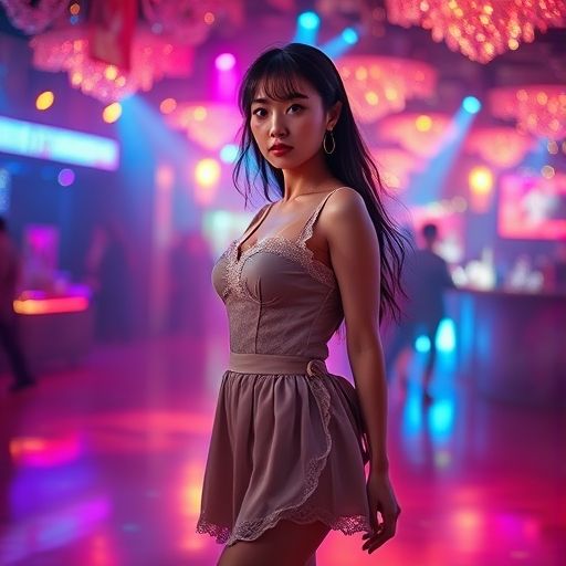 夜场舞池的炫彩灯光