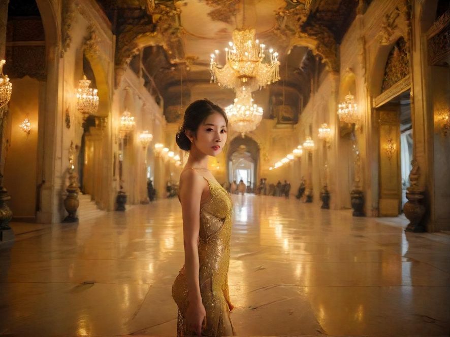 潇洒皇宫内部,流光溢彩的奢华装饰,仿佛置身于梦幻般的艺术殿堂