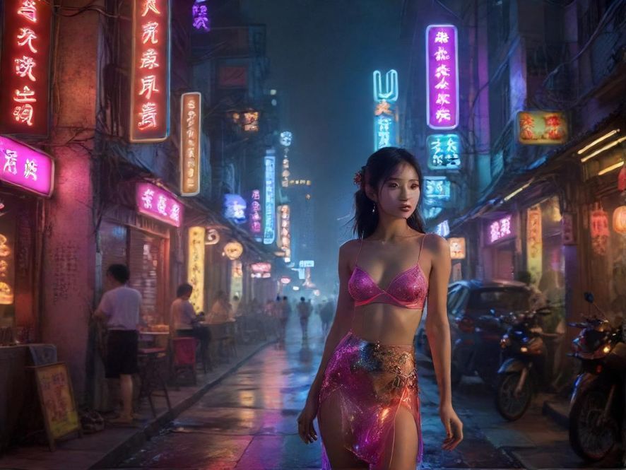 广州夜生活街头霓虹夜景