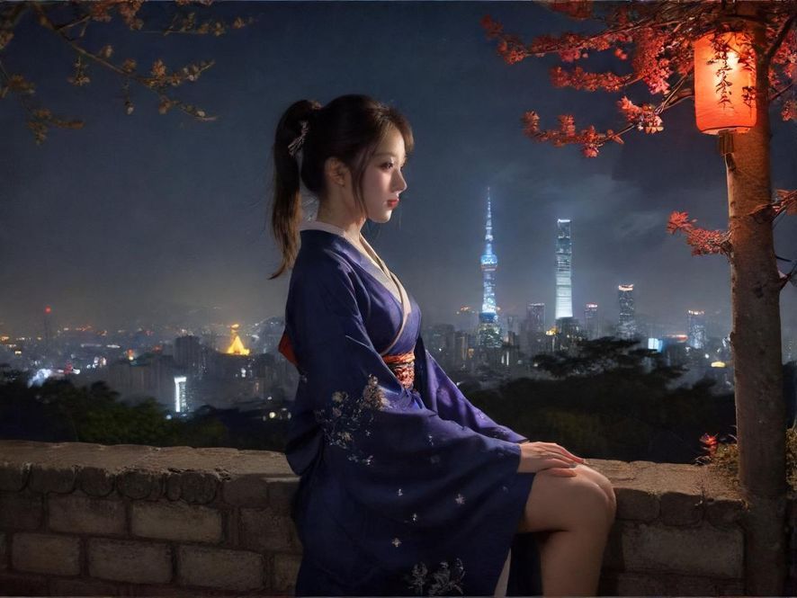 一个男人站在广州的夜景街道上,脸上带着一丝迷茫和困惑,仿佛在寻找什么,但又不知所措。