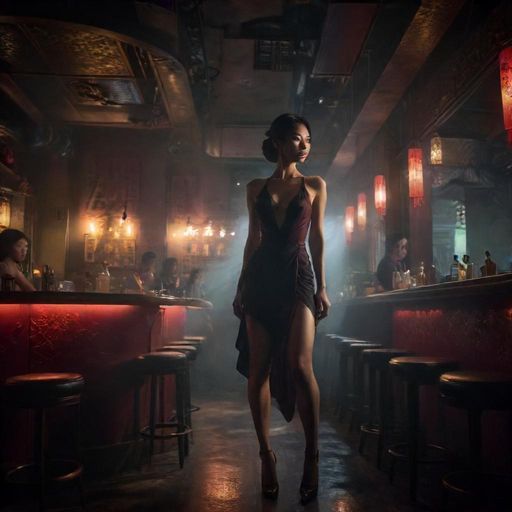 广州某有格调的夜场内部,光影迷离,氛围感十足。