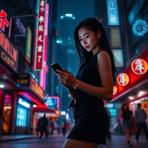 深圳夜景下寻找休闲去处的人