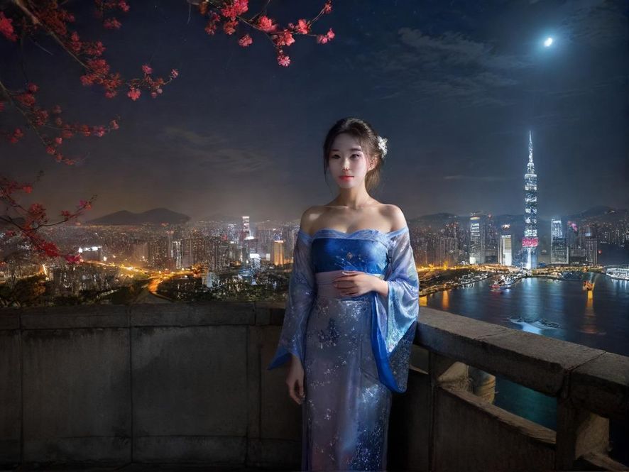 广州夜场会所霓虹闪烁的夜景