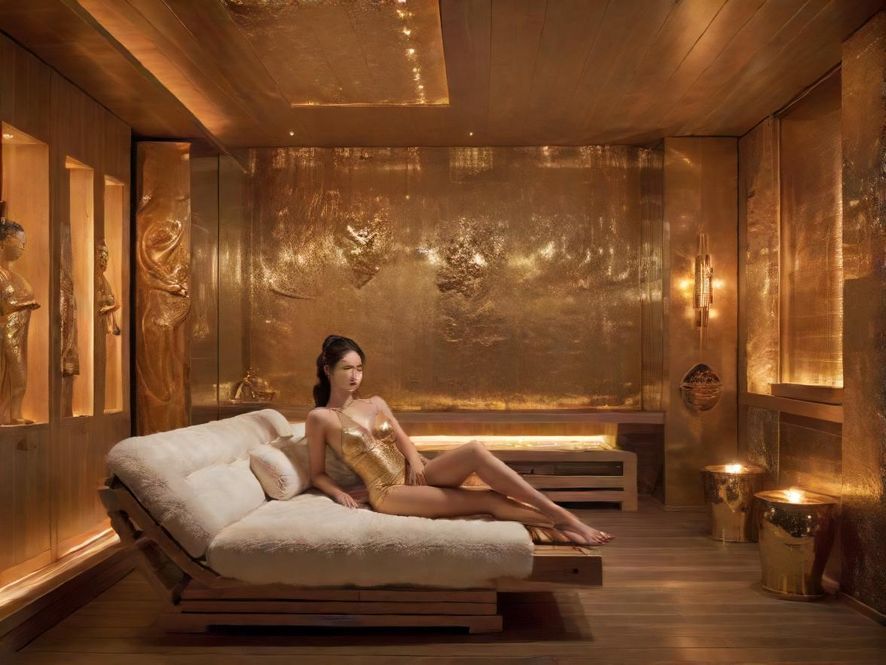 高端桑拿会所内部,奢华舒适的休闲空间