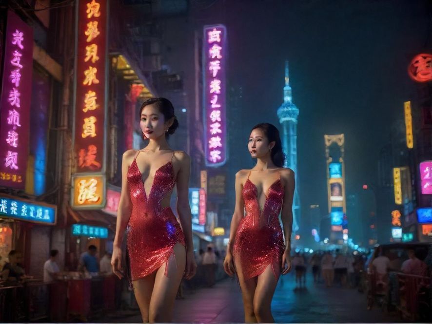 广州夜色下的璀璨灯光