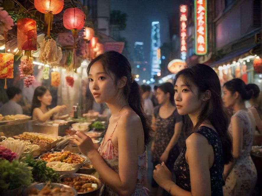 广州花街巷美食摊,热闹街头的诱人小吃