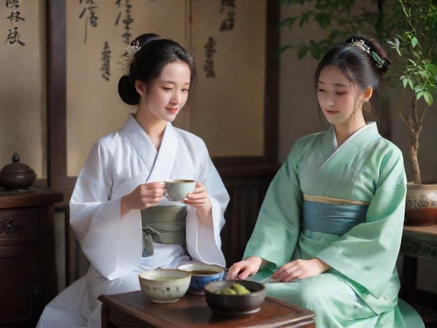 休闲茶社内的熟女服务场景