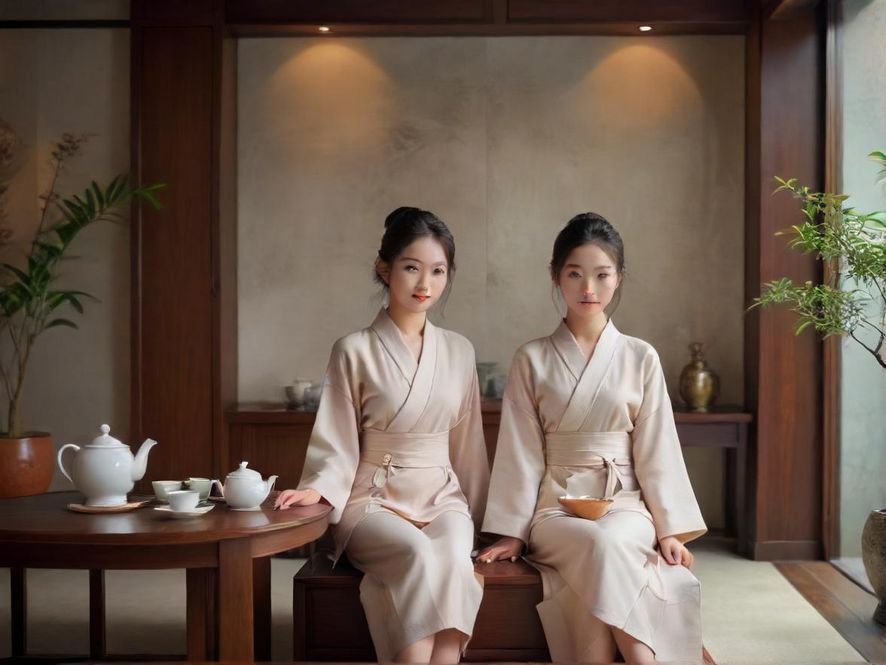 深圳品茶私人工作室,一隅静谧的禅意茶室,光影交错,茶具精致,营造出极致的放松氛围。