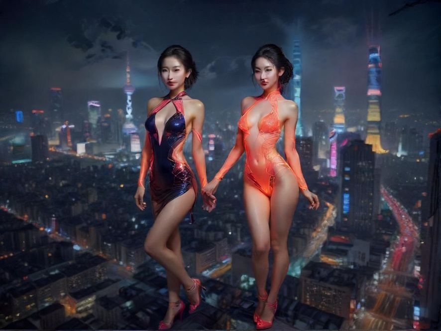 城市夜景展现夜场繁华氛围