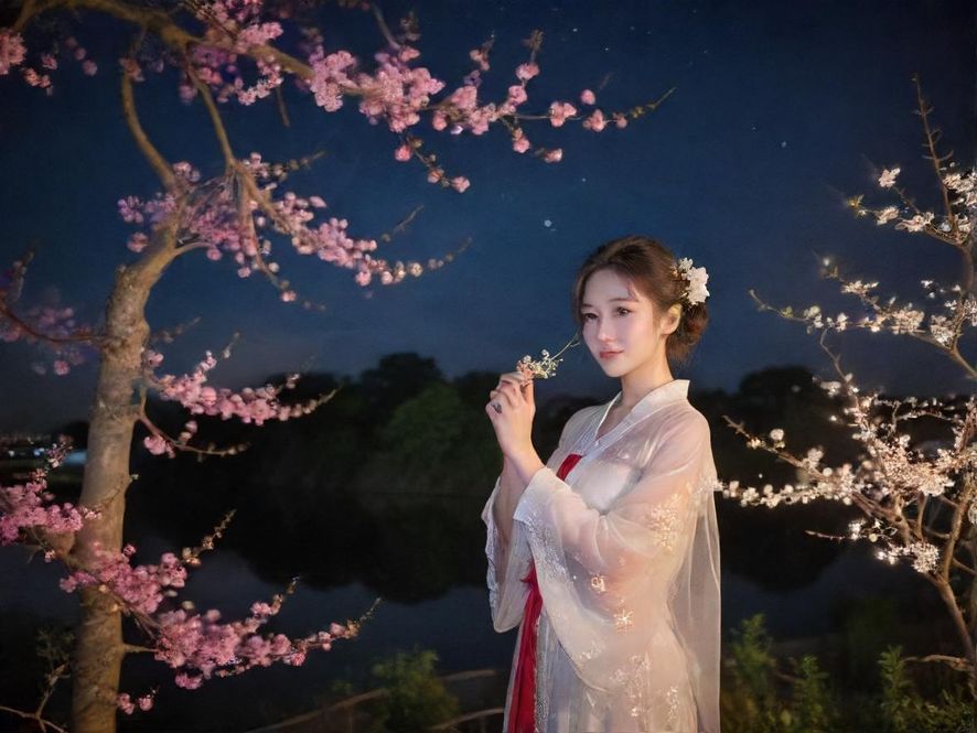 广州qm花园夜景，霓虹灯光下的现代会所