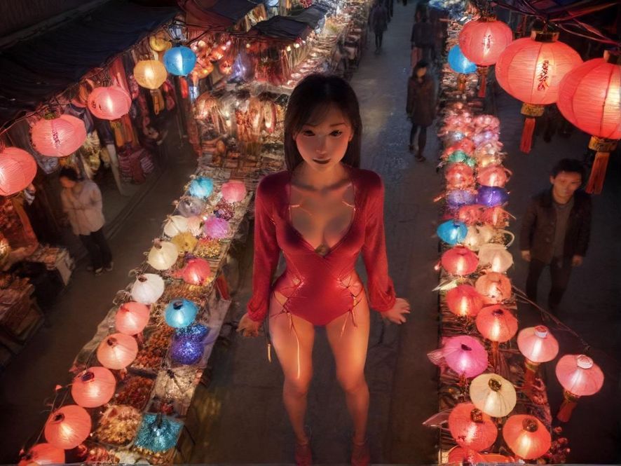 小榄夜市的璀璨灯光