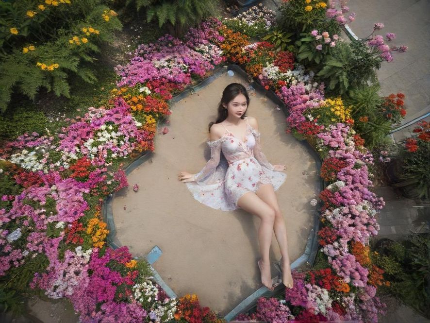 广州城市公园里百花齐放的壮丽景象