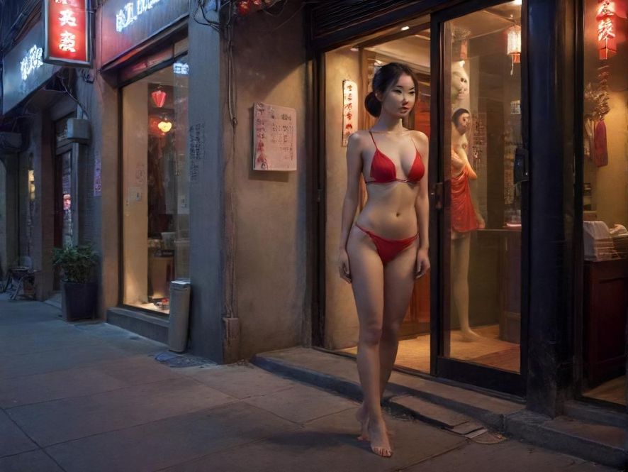 夜晚街头的休闲足疗店