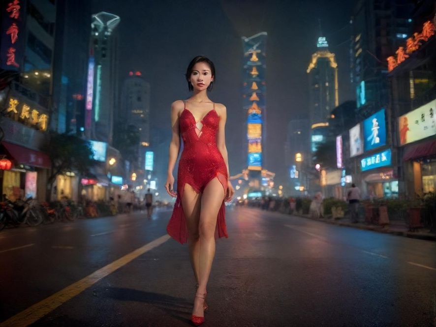 广州夜场街头夜景