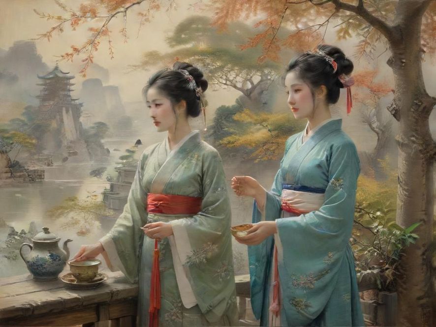 广州茶楼内景,人们悠闲地享用早茶