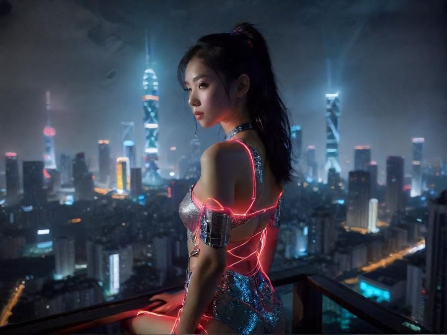 深圳夜景,高楼林立,霓虹闪烁