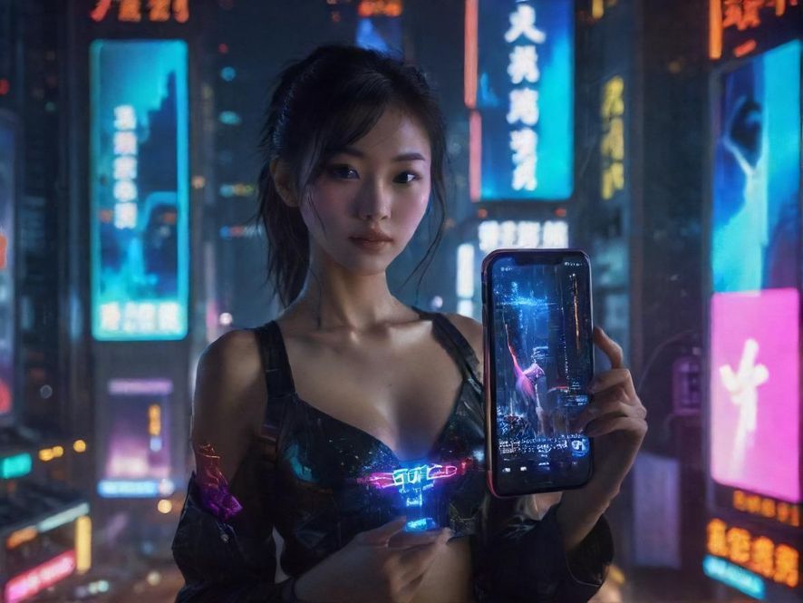 手机屏幕上模糊的信息流，象征在网络论坛中寻找信息