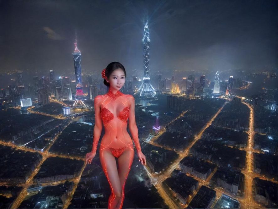 广州夜色下的城市景观