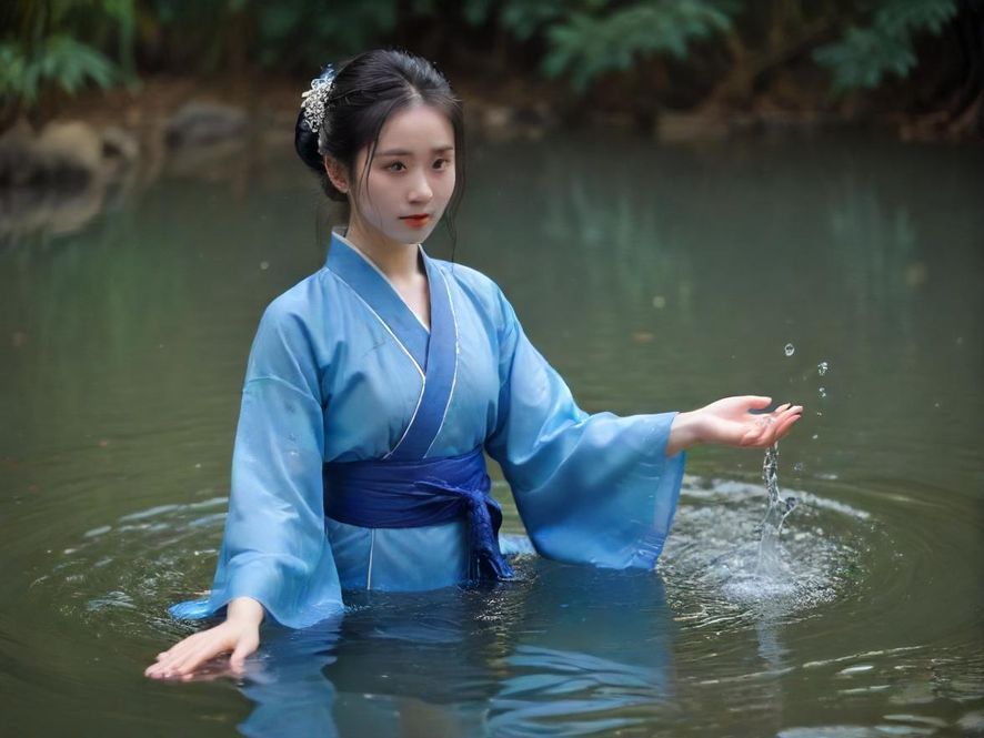 宁静的水疗池水面