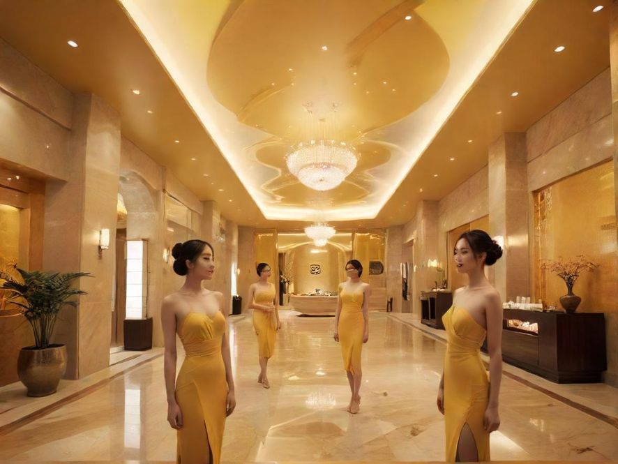 奢华洗浴中心大堂,尽显尊贵与舒适