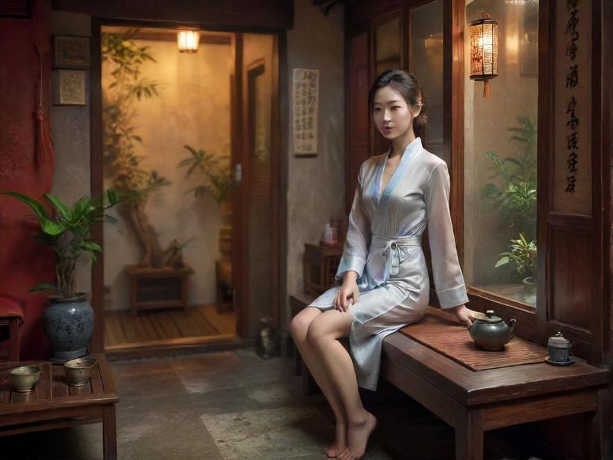 广州高端茶社内的桑拿汗蒸场景