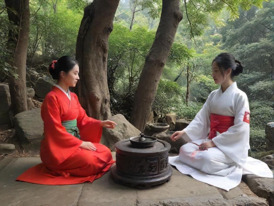 佛山高端会所的庭院茶室场景