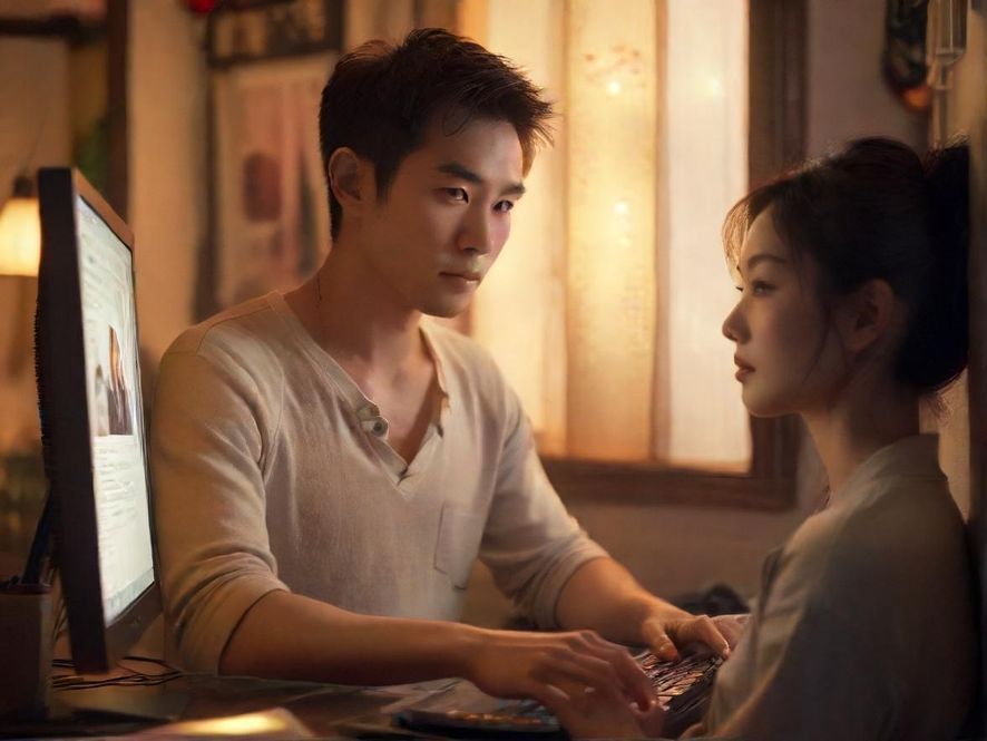 男人在电脑前浏览休闲娱乐论坛