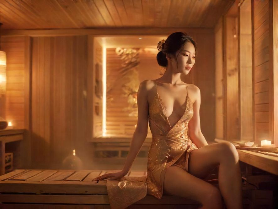 豪华舒适的桑拿房内部景象