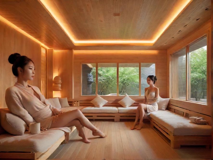 舒适现代风格的桑拿会所休息区