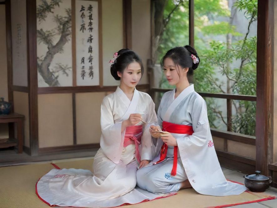 一位广州茶室的优雅女子,侧面特写,展现唯美意境,背景是中式园林景观。