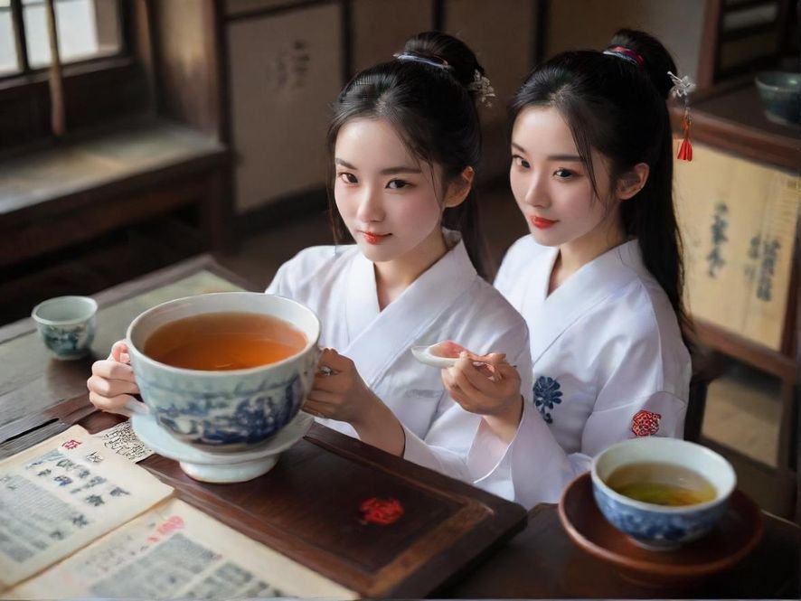 一位气质优雅的女性,手持精致的茶杯,侧脸在柔和的光线中显得格外动人,展现出一种宁静而专业的姿态。