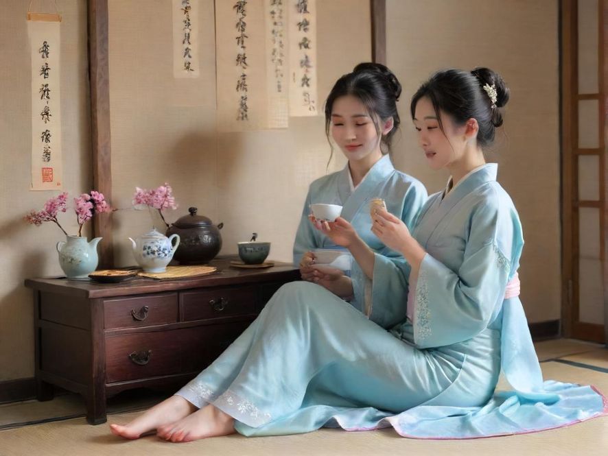 一位女士在柔和灯光下品尝广州高端茶饮,背景是温馨雅致的茶室,营造出私密放松的氛围。