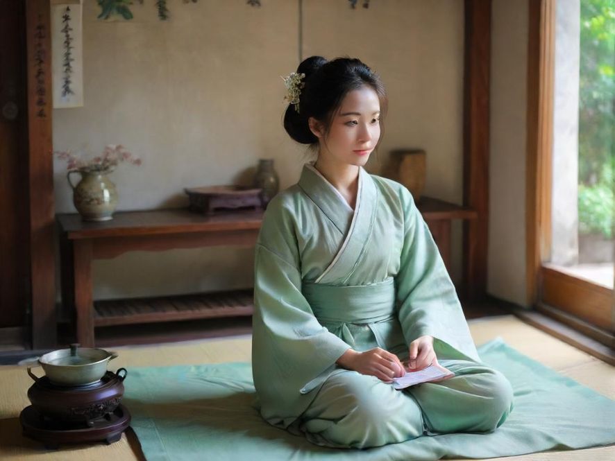 深圳喝茶美女在温馨茶室品茶