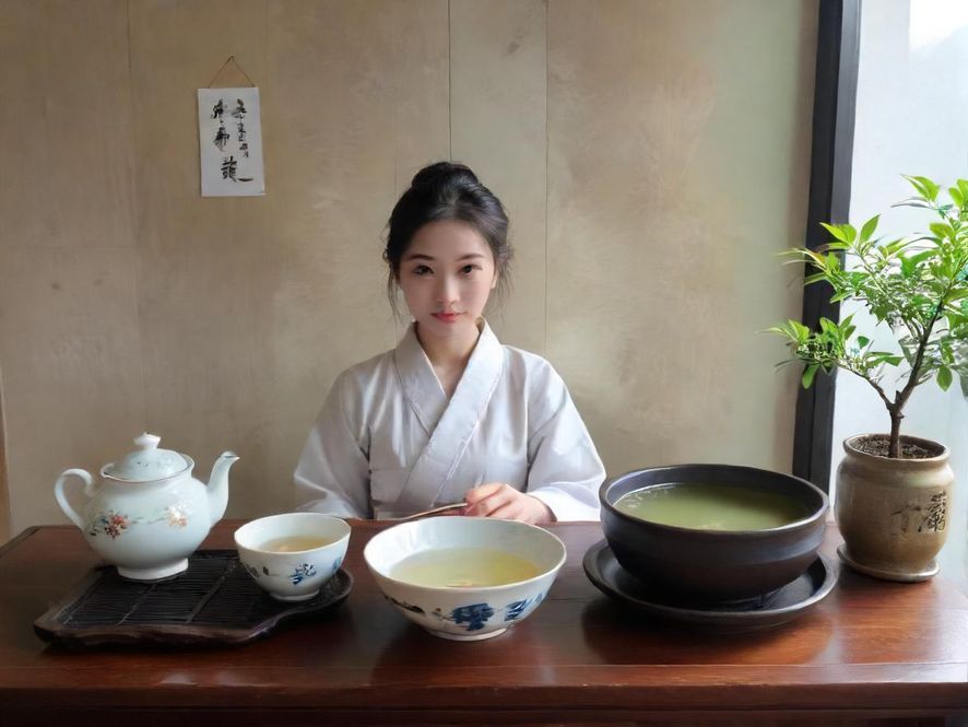 一位气质优雅的女士在雅致的茶室中,轻柔地冲泡着香茗,眼神中流露出对生活的热爱与对细节的讲究。